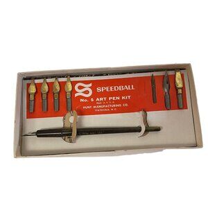 Speedball No. 5 Art Pen Kit With Assorted Nibs & Pen Holder Made In USA Hunt Man